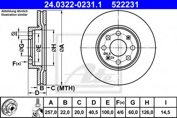 Тормозной диск ATE 24.0322-0231.1 Power Disc