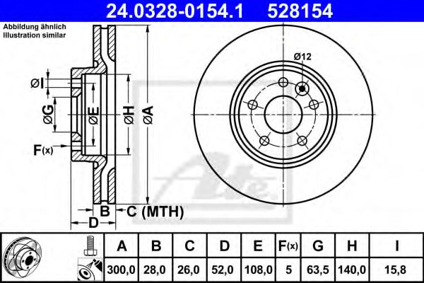 Тормозной диск ATE 24.0328-0154.1 Power Disc