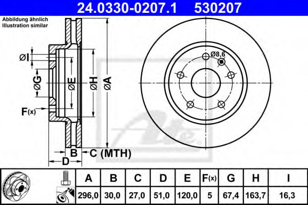 Тормозной диск ATE 24.0330-0207.1 Power Disc