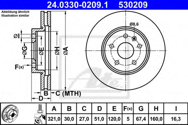 Тормозной диск ATE 24.0330-0209.1 Power Disc
