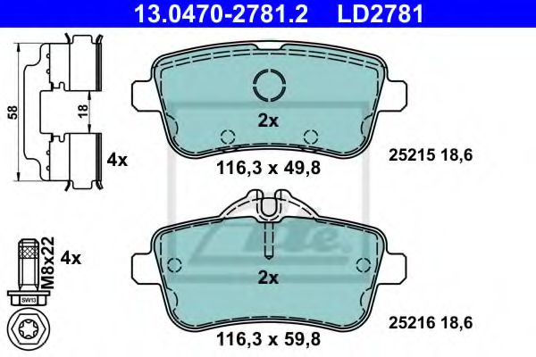Тормозные колодки ATE 13.0470-2781.2 ATE Ceramic