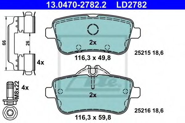 Тормозные колодки ATE 13.0470-2782.2 ATE Ceramic