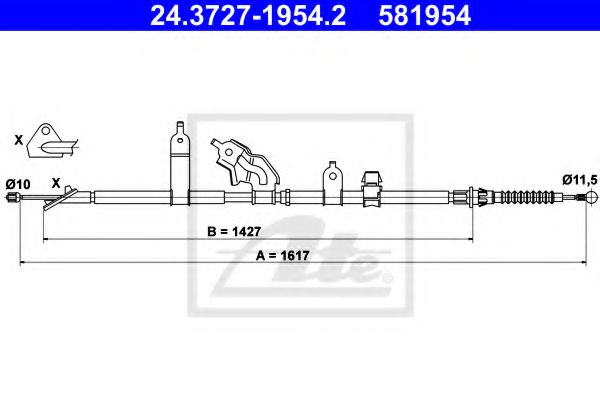 Трос ручника ATE 24.3727-1954.2