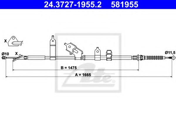 Трос ручника ATE 24.3727-1955.2