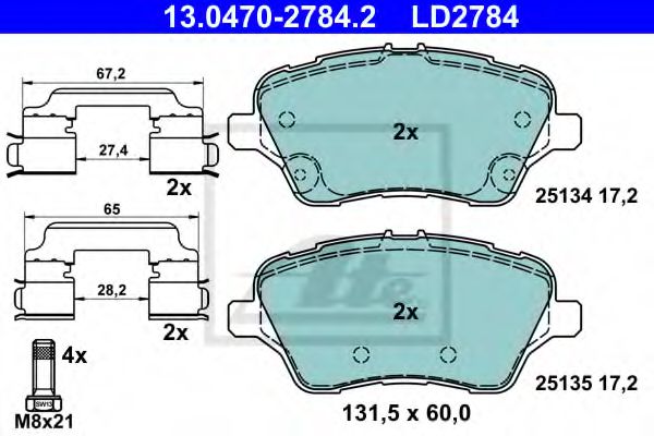 Тормозные колодки ATE 13.0470-2784.2 ATE Ceramic