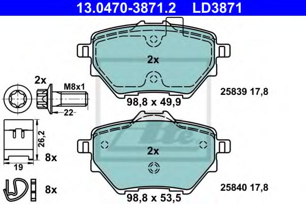 Тормозные колодки ATE 13.0470-3871.2 ATE Ceramic