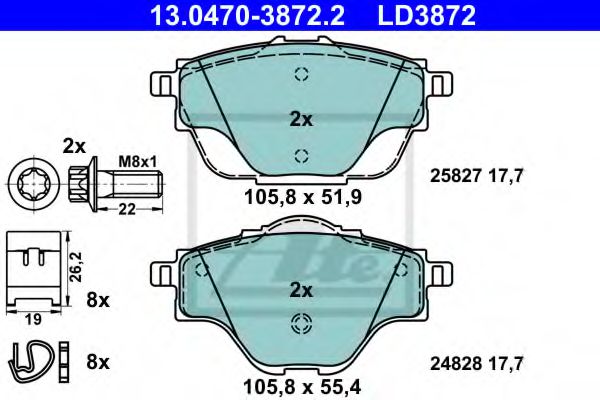 Тормозные колодки ATE 13.0470-3872.2 ATE Ceramic