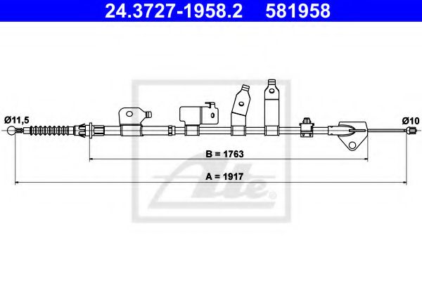 Трос ручника ATE 24.3727-1958.2