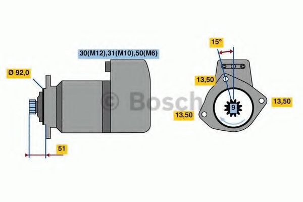Стартер BOSCH 0 001 416 002 - Фото 1