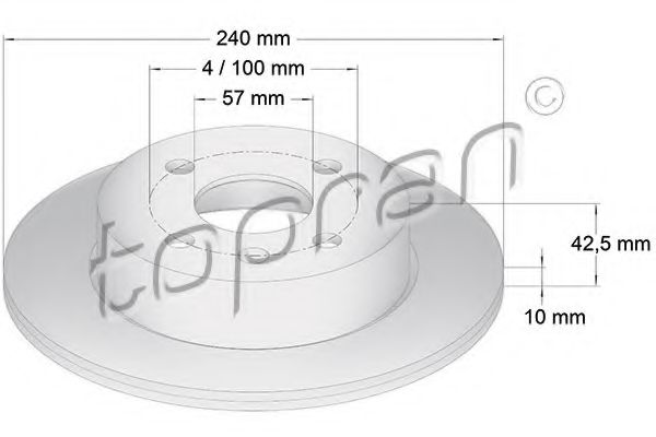 Тормозной диск TOPRAN 205 525 COATED