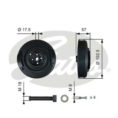 Шкив коленвала GATES TVD1033A