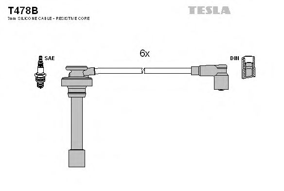 Комплект высоковольтных проводов TESLA T478B
