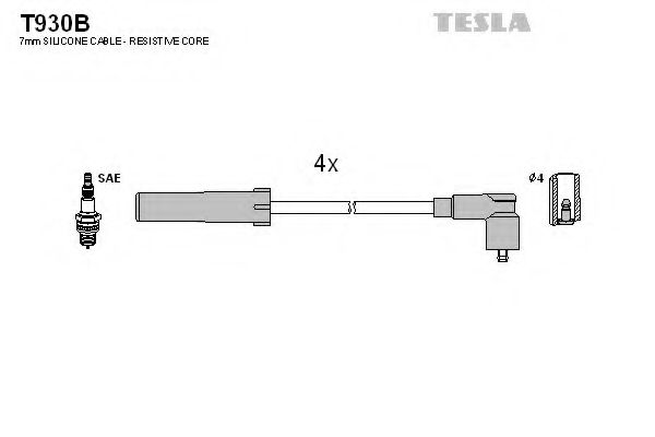 Комплект высоковольтных проводов TESLA T930B