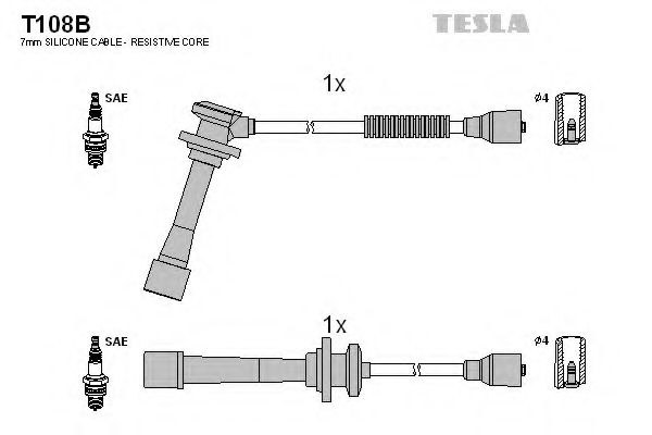 Комплект высоковольтных проводов TESLA T108B