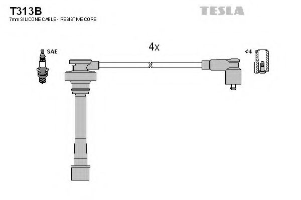 Комплект высоковольтных проводов TESLA T313B
