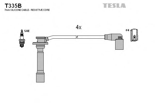 Комплект високовольтних проводів TESLA T335B