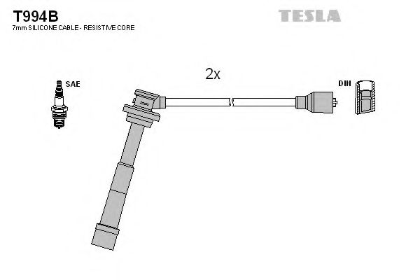 Комплект высоковольтных проводов TESLA T994B