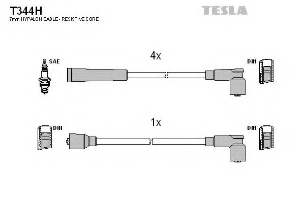Комплект високовольтних проводів TESLA T344H
