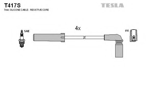 Комплект высоковольтных проводов TESLA T417S