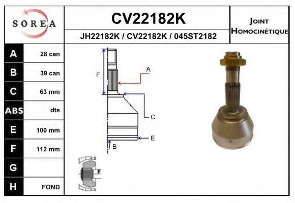 Комплект ШРУСов EAI CV22182K