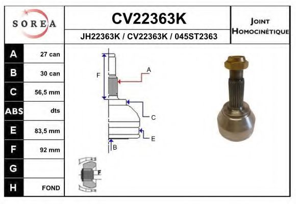 Комплект ШРУСов EAI CV22363K