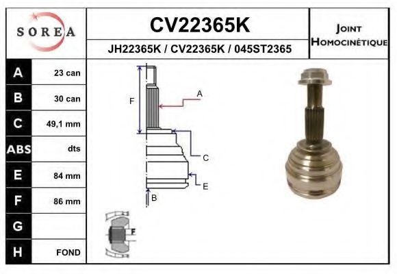 Комплект ШРУСов EAI CV22365K