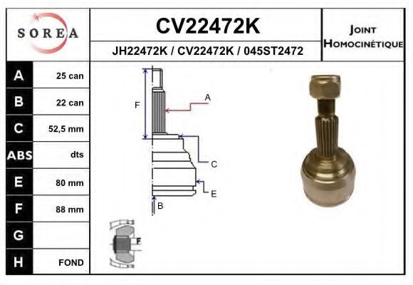 Комплект ШРУСов EAI CV22472K