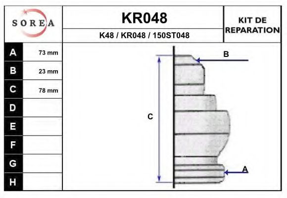Комплект пыльника ШРУСа EAI KR048