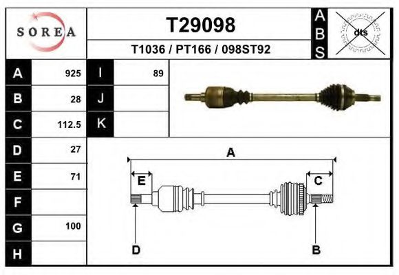 Приводной вал EAI T29098