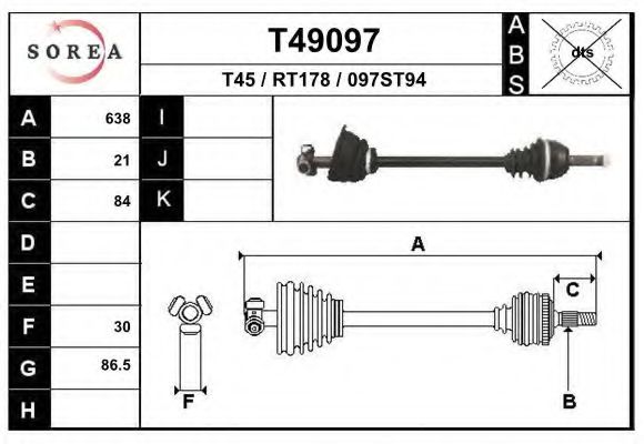 Приводной вал EAI T49097