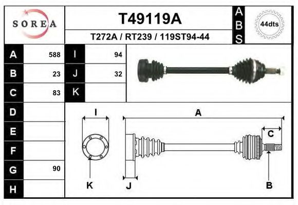 Приводной вал EAI T49119A