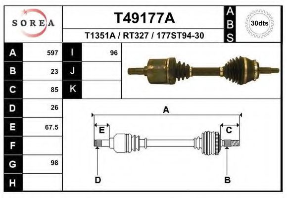 Приводной вал EAI T49177A