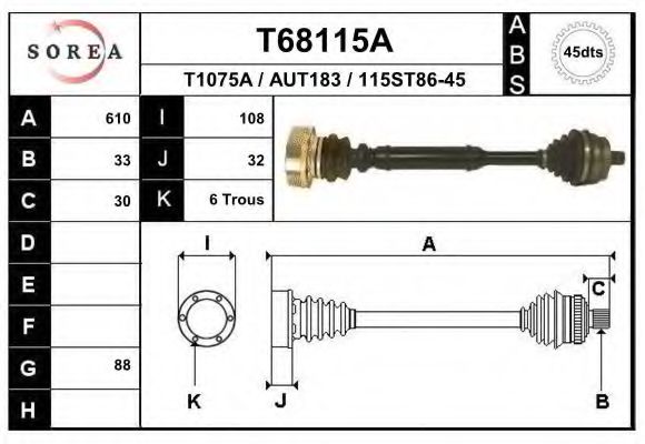 Приводной вал EAI T68115A