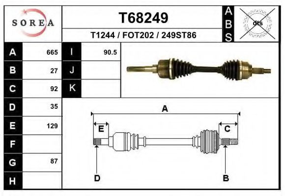 Приводной вал EAI T68249