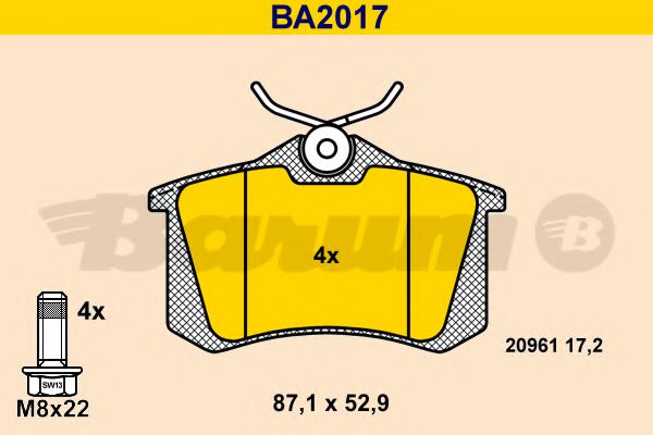 Тормозные колодки BARUM BA2017