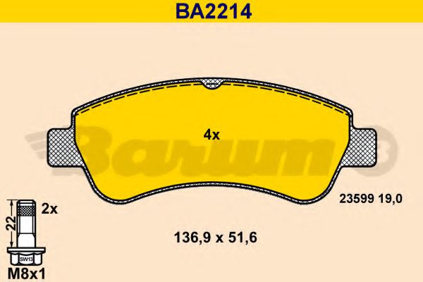 Тормозные колодки BARUM BA2214