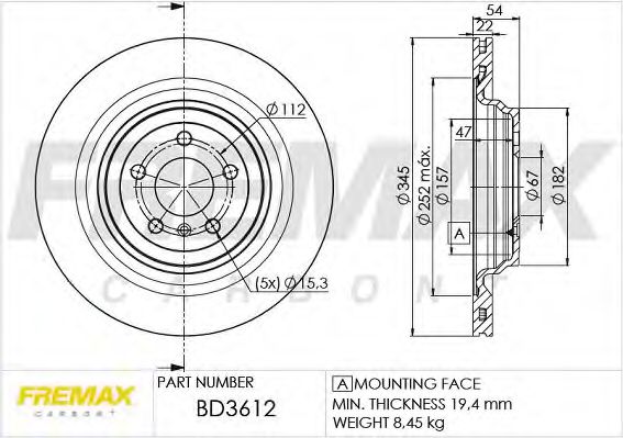 Тормозной диск FREMAX BD-3612 Premium Black Carbon +