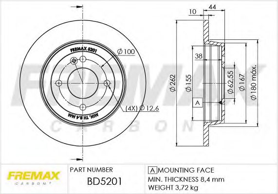 Тормозной диск FREMAX BD-5201 Premium Black Carbon +