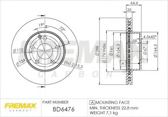 Тормозной диск FREMAX BD-6476 Premium Carbon +