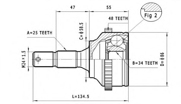 Комплект ШРУСов STATIM C.104