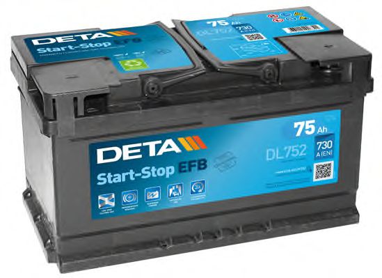 Стартерная аккумуляторная батарея DETA DL752