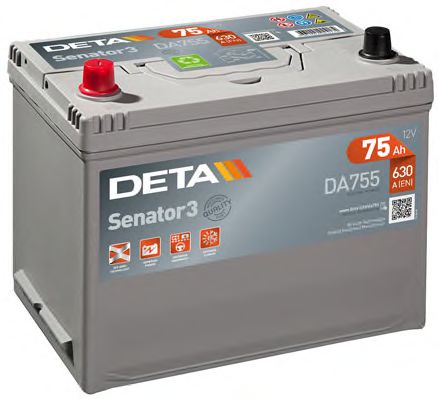 Стартерная аккумуляторная батарея DETA DA755