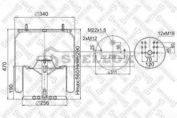 Пневмоподушка подвески STELLOX 90-08813-SX