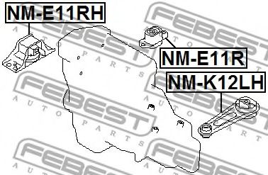 Подушка двигателя FEBEST NM-E11RH - Фото 1