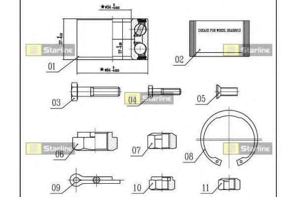Підшипник маточини STARLINE LO 00593