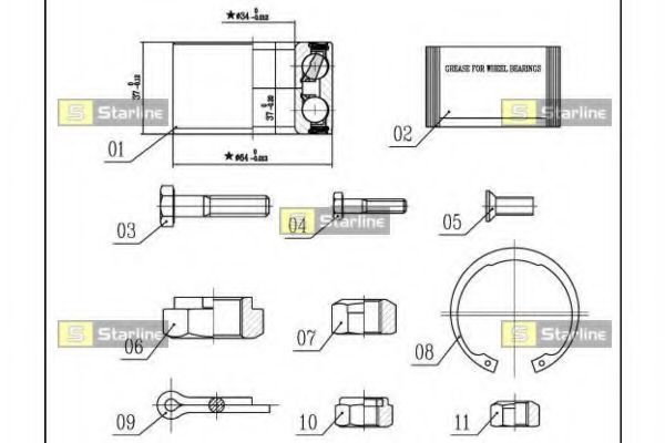 Підшипник маточини STARLINE LO 01358