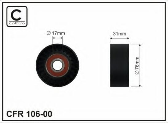 Направляющий / паразитный ролик  поликлинового ремня CAFFARO 106-00