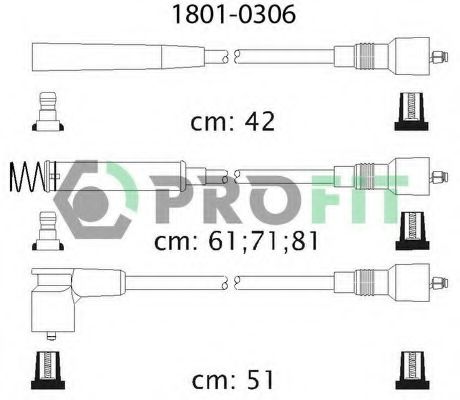 Комплект високовольтних проводів PROFIT 1801-0306