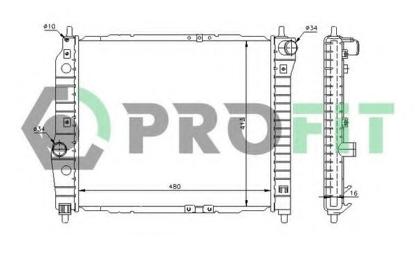 Радиатор, охлаждение двигателя PROFIT PR 1703A2