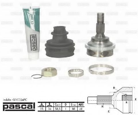 Комплект ШРУСов PASCAL G1C024PC